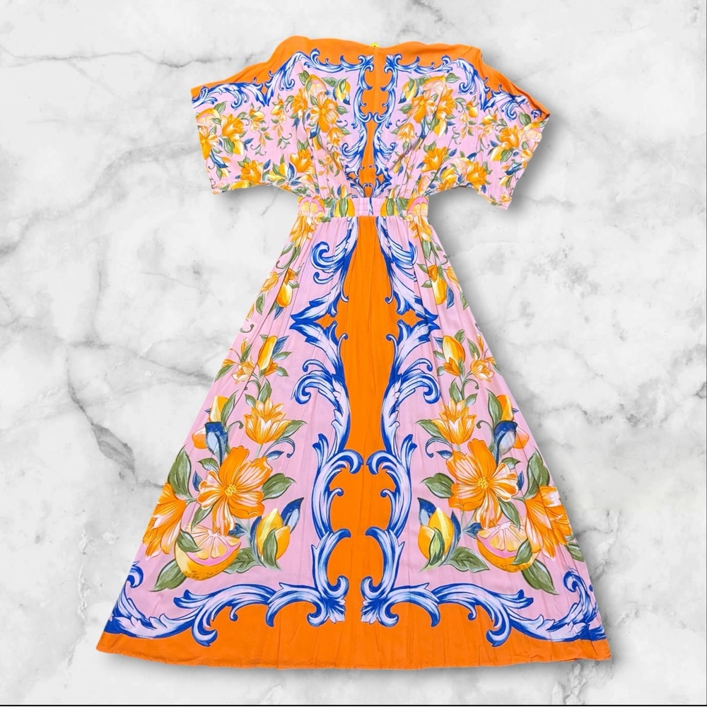🌺 Farm Rio | Floral Tile Maxi Dress | Multi | Size US XSmall - Picture 3 of 11